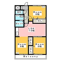 アイリス八橋 3LDKの間取図画像
