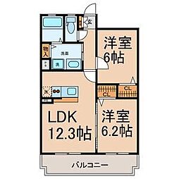 フレスコセカンド 2LDKの間取図画像