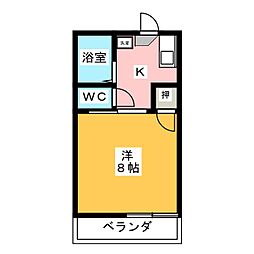 ハミング弘栄A 1Kの間取図画像
