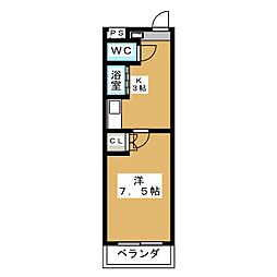 アイルーム 1Kの間取図画像
