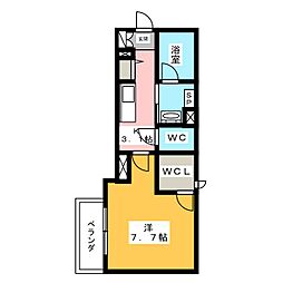 メゾンドアリー 1Kの間取図画像