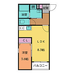 CreciaChiryu 1LDKの間取図画像