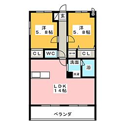CASA・S 2LDKの間取図画像