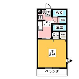 キャトルセゾン 1Kの間取図画像