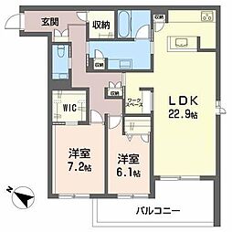 ユートレアN棟 2LDKの間取図画像