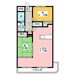 シャルーム・Sオカダ 2LDKの間取図画像