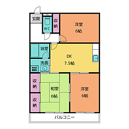 グリーンヒルズ 3DKの間取図画像