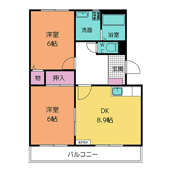 Ｐｏｐｏｌａｒｅ　Ｋ2 ｜愛知県東海市名和町３丁目(賃貸マンション2LDK・3階・50.06㎡)の写真 その2