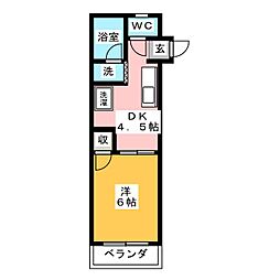 パークヒルズ東海 1DKの間取図画像