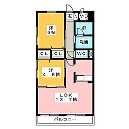 マザーズ東邦 2LDKの間取図画像