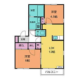 フローラS 2LDKの間取図画像