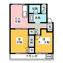 エポラール東海 2DKの間取図画像