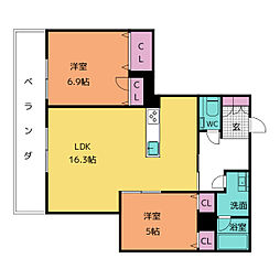 シャーメゾン叶 2LDKの間取図画像