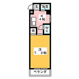 アーバニア叶 1Kの間取図画像