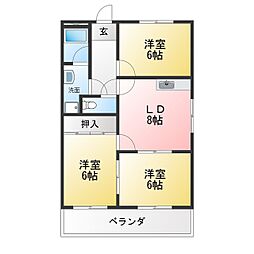 エシール共和 3DKの間取図画像