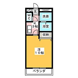 本州東海ビル 1Kの間取図画像