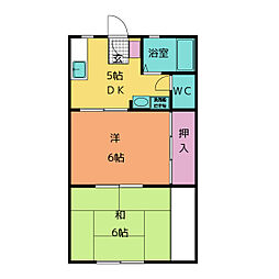 サンシティ金沢 1階2DKの間取り