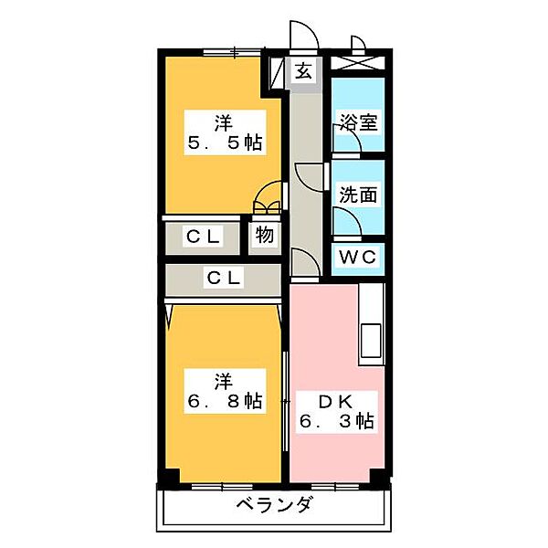 ザ・ロイヤル ｜愛知県知多市大草字大瀬(賃貸マンション2DK・2階・46.50㎡)の写真 その2