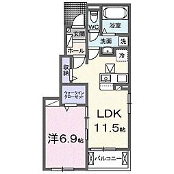 エトワール　フィランテ 1階1LDKの間取り