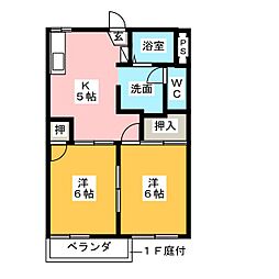 サンハウスつつじ 2Kの間取図画像