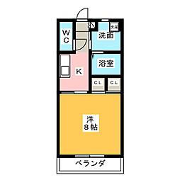 ソレイユ雅 1Kの間取図画像