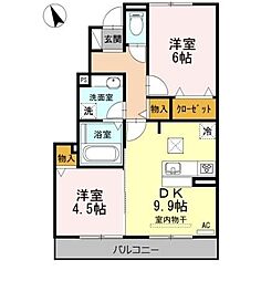 パークハウス常滑A 2DKの間取図画像