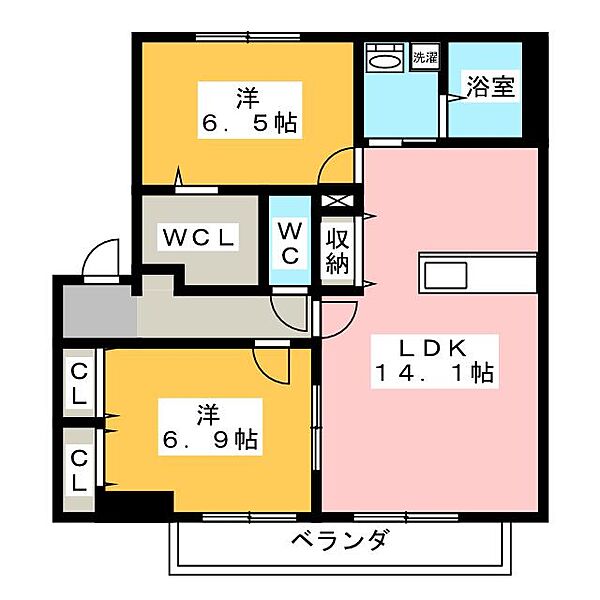 ランドハイム五林 ｜愛知県岩倉市八剱町五林(賃貸マンション2LDK・2階・62.93㎡)の写真 その2