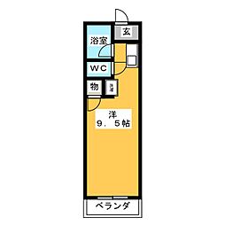 エバーグリーン 1Kの間取図画像