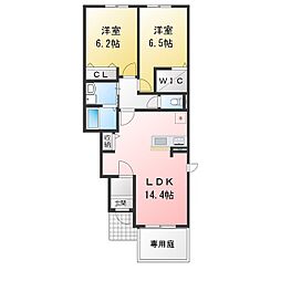 セレニティハイムA 2LDKの間取図画像