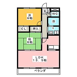 ソレアード羽根 2LDKの間取図画像
