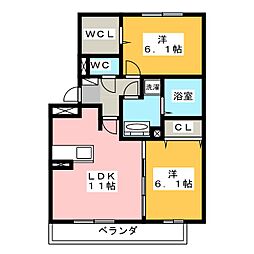 リヴァージュ 2LDKの間取図画像