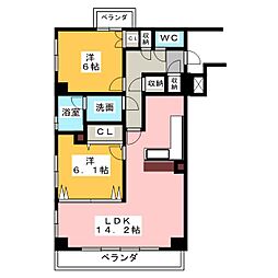 コントレール桜 2LDKの間取図画像