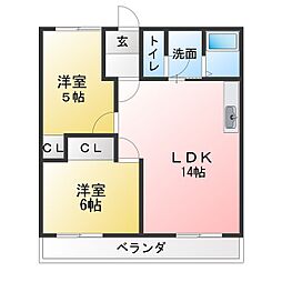 マンションマエダ 2LDKの間取図画像