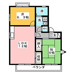 グランドメゾンアサノB棟 2LDKの間取図画像