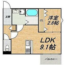 LECOCON五条川 1LDKの間取図画像