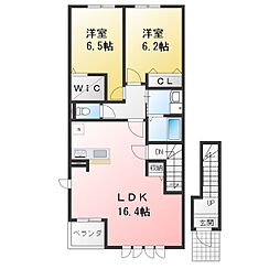 SERENITY HEIM B棟 2LDKの間取図画像