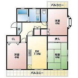 ルネッサンス雅A 3DKの間取図画像