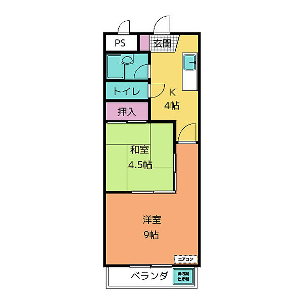 新日ビル豊明マンション ｜愛知県豊明市間米町榎山(賃貸マンション2K・6階・39.39㎡)の写真 その2