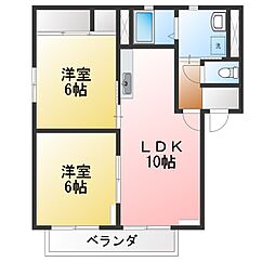 サンハイツ南舘 2LDKの間取図画像