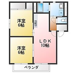サンハイツ南舘 2LDKの間取図画像