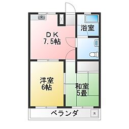 二村台ハイツ 2DKの間取図画像