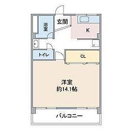 ヤカタハイツ 1Kの間取図画像