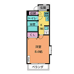 ドゥエルアーバン 1Kの間取図画像