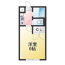 レオパレス大久伝 1Kの間取図画像