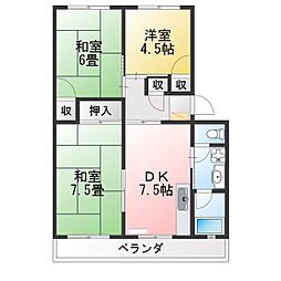 野村ハイツ 3DKの間取図画像