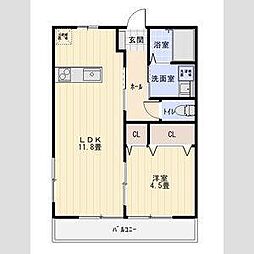 シェトワ桜ヶ丘 1LDKの間取図画像