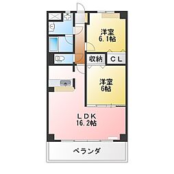 メゾン茶屋浦 2LDKの間取図画像