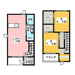 Ｂａｎｂｏｏ　Ｈｏｕｓｅ　Ｂ棟 1階2LDKの間取り