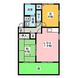 エスポワール 1階2LDKの間取り