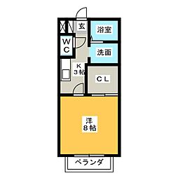 サン・friends i 1階1Kの間取り